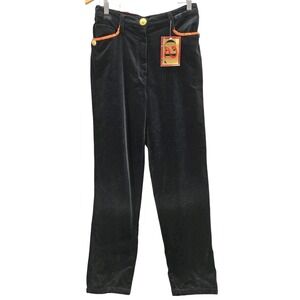 NOS Christian Llinares Black Velour Pants Gold Accents France 44 (USA 30/10) VTG
